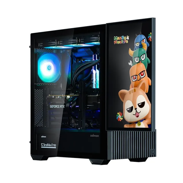 Zalman Z10 DS korpusi, BPsiz, 2xUSB3.0, 1xUSB Type-C, 2x120mm, 1x120mm ARGB, TG Side Panel, ATX, Monitor, qora