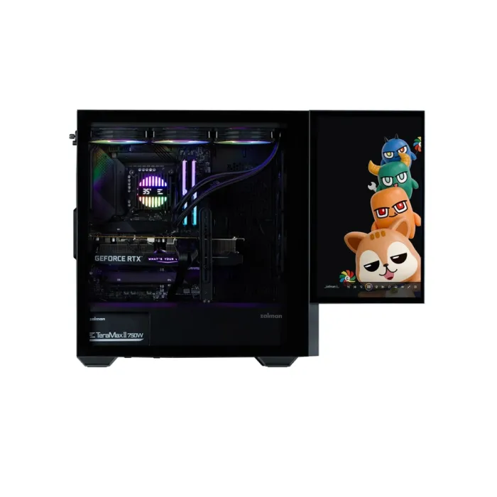 Zalman Z10 DS korpusi, BPsiz, 2xUSB3.0, 1xUSB Type-C, 2x120mm, 1x120mm ARGB, TG Side Panel, ATX, Monitor, qora