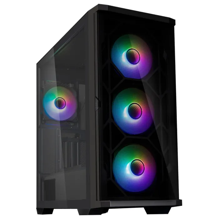 Zalman Z10 Duo korpusi BPsiz 2xUSB3.0, 1xUSB Type-C, 4x120mm ARGB VGA 395mm LCS tayyor TG yon paneli EATX qora