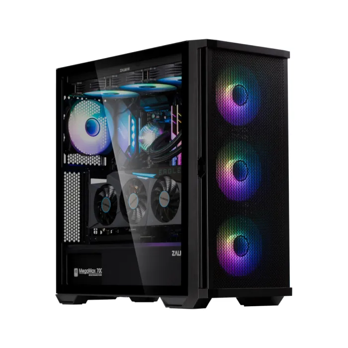 Zalman Z10 Duo korpusi BPsiz 2xUSB3.0, 1xUSB Type-C, 4x120mm ARGB VGA 395mm LCS tayyor TG yon paneli EATX qora